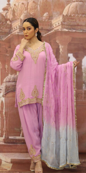 Lilac and sky blue short shirt suit
