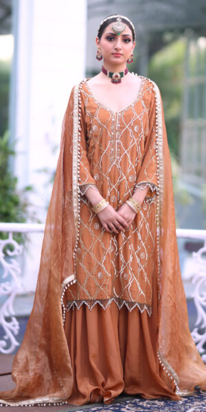 Mustard Golden Sharara set