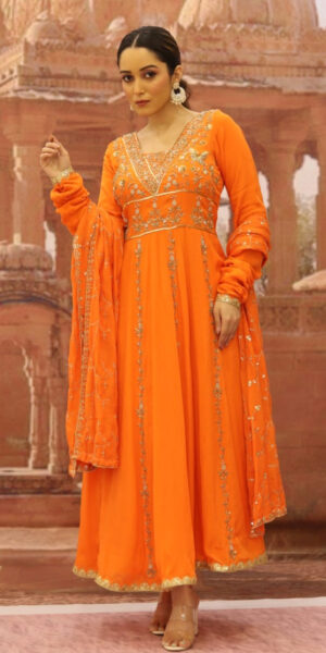 Orange anarkali with Palazo