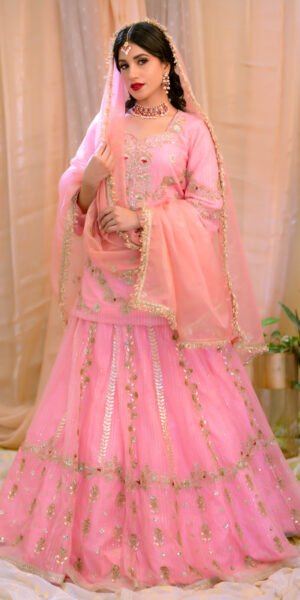 Rang e' Gul- Peachu Pink Long choli Lehenga set
