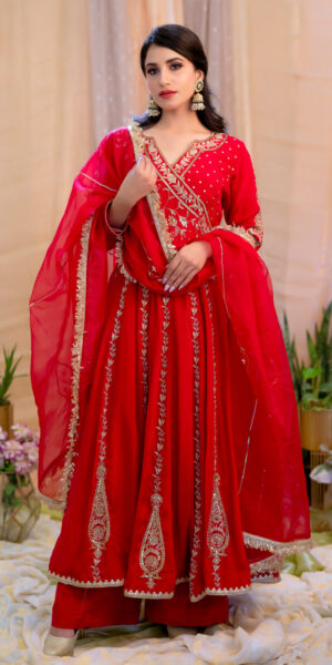 Rang e' Gula-Deep red hue anarkali set