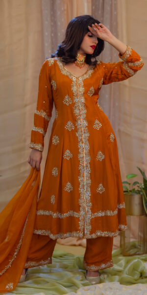 Rang e' Shehad- Honet Mustard Anarkali Set